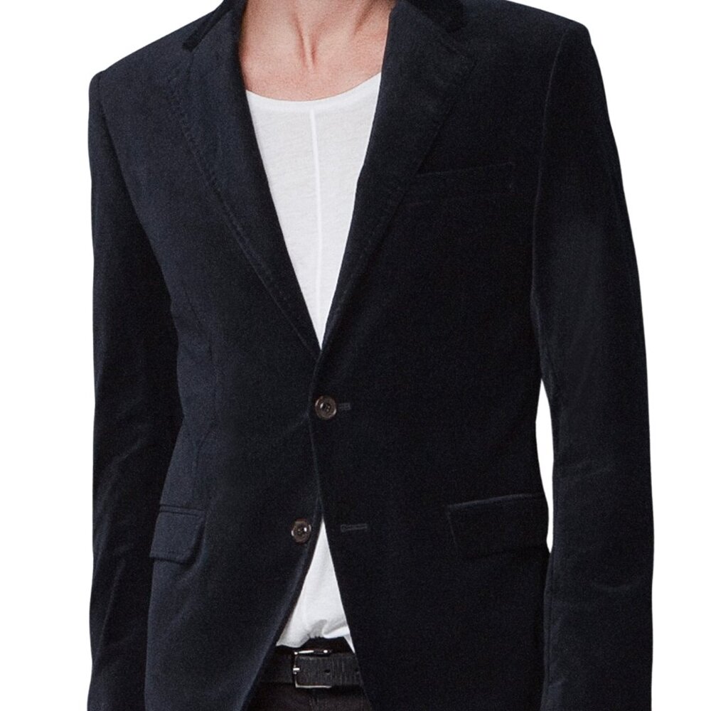 Zara Men's Black Velour Blazer – Size EU 50